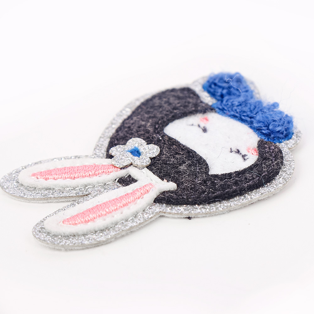Glitter Glitter Powder Edge Patch Chenille Rabbit Sleeping Girl Patch Cute Patch for Baby Clothes