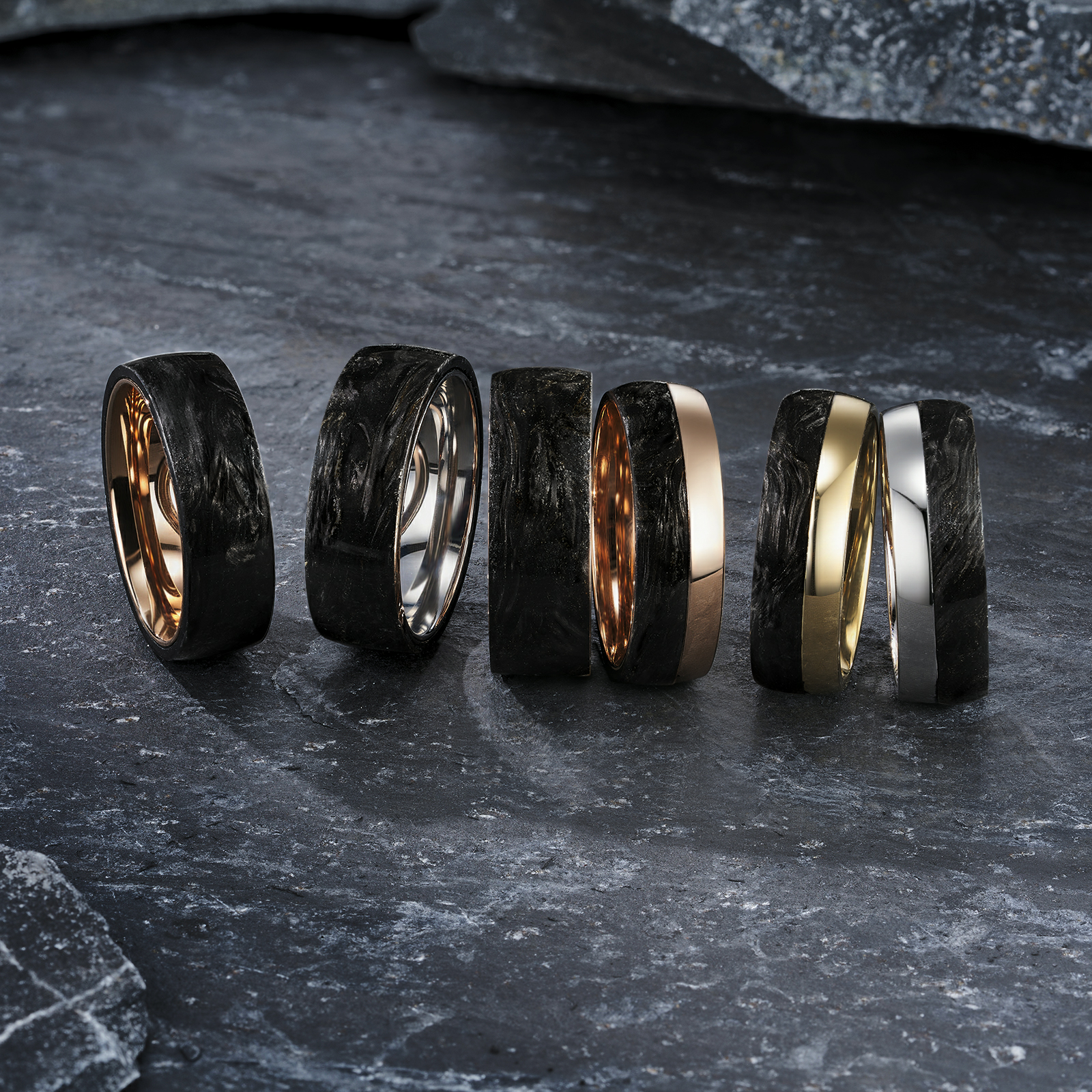 Guangdong Manufacturer Forged Carbon Fiber Wedding Bands and Carbon fiber jewelry Perfect Gift for Men's Jewelry