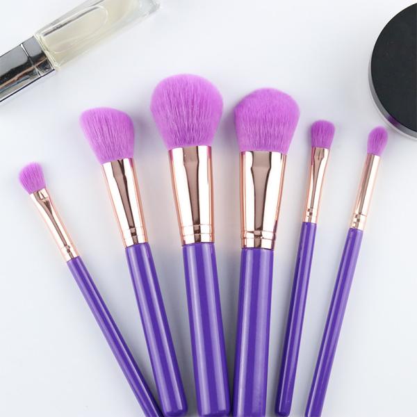 Wholesale Fashion Cosmetic Brush Cruelty Free Dark purple Wood Handle Brush With Bag