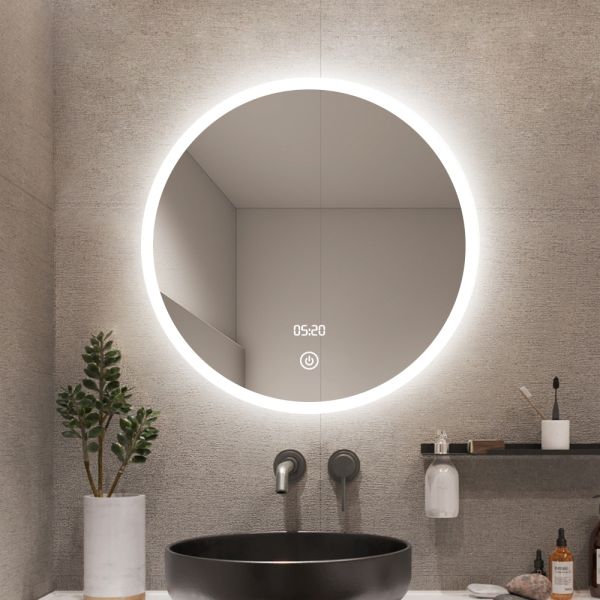 IP54 Waterproof Round Modern Bathroom Mirror Anti Fog With Touch Sensor