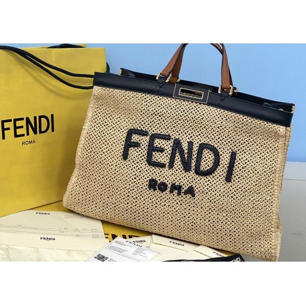 Peekaboox Apricot 41cm Hand Woven Tote Bag Lazy French Style