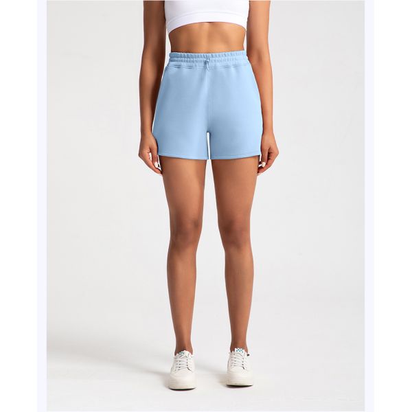 Creamy Soft Cotton Blend Women Sweat Shorts with Elastic Waist Side Pockets
