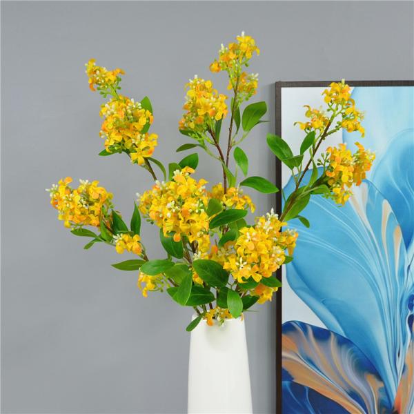 Thousand Miles Fragrance Single Branch Golden Osmanthus Simulated Flower High Quality Lilac Flower Living Room Desktop Silk Flower Arrangement Decoration