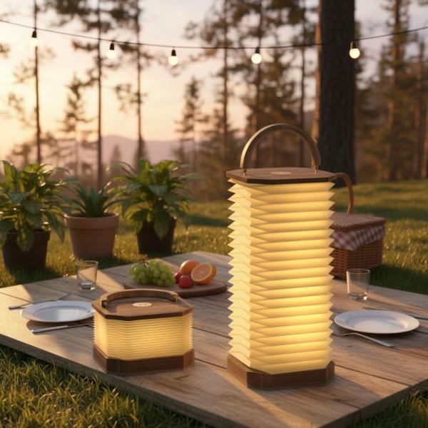 LED RGB Table Sculptural Accordion Light Vertical Lamp Warm White