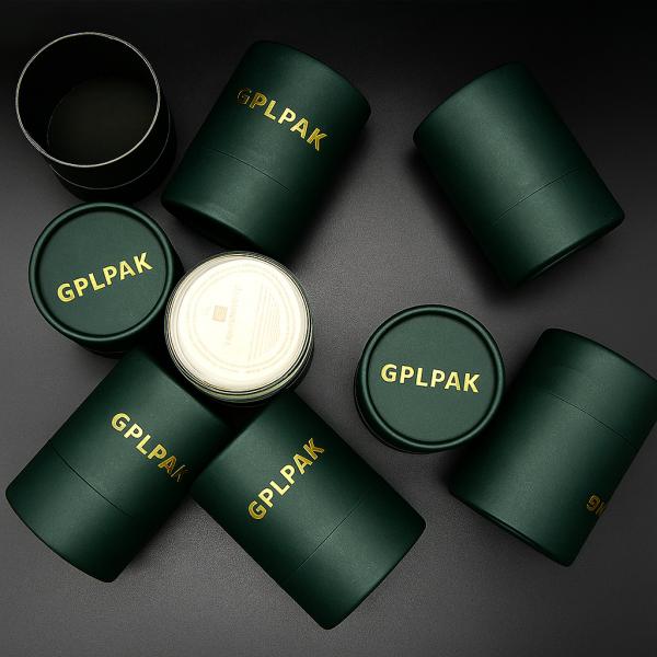 Luxury Packaging Dark Green Kraft Paper Tube Aromatherapy Candle Cylinder Box With Digital Sample And Sponge Insert