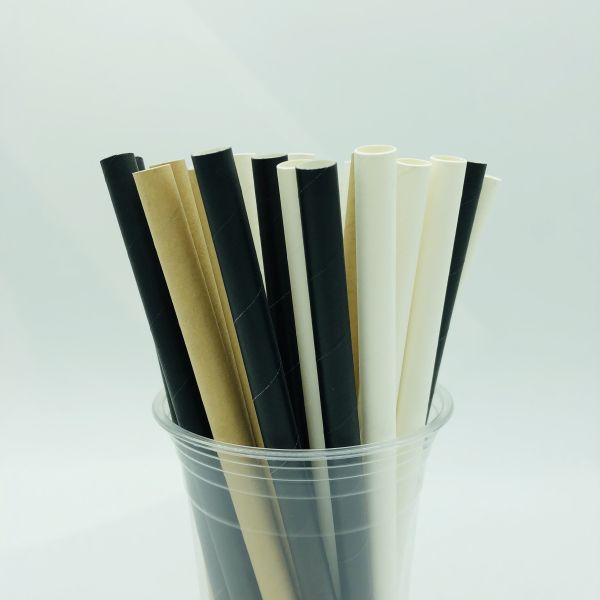 12x250Mm Biodegradable Kraft Paper Straws For Cold Drinking