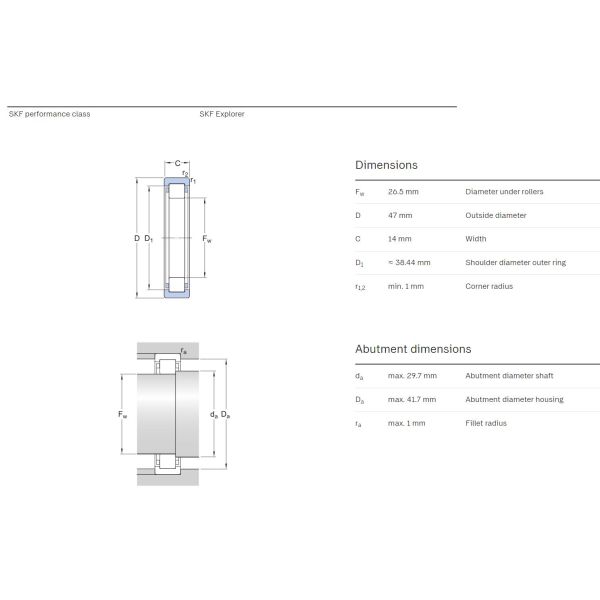 Single row cylindrical roller bearing, NU design, without inner ring , RNU 204 ECP