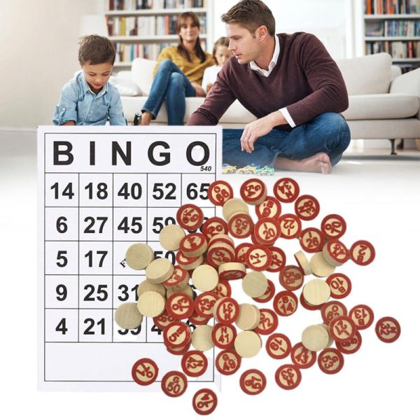 Винтажная деревянная игра Bingo шахмат с 40 картами DIY номера Bingo