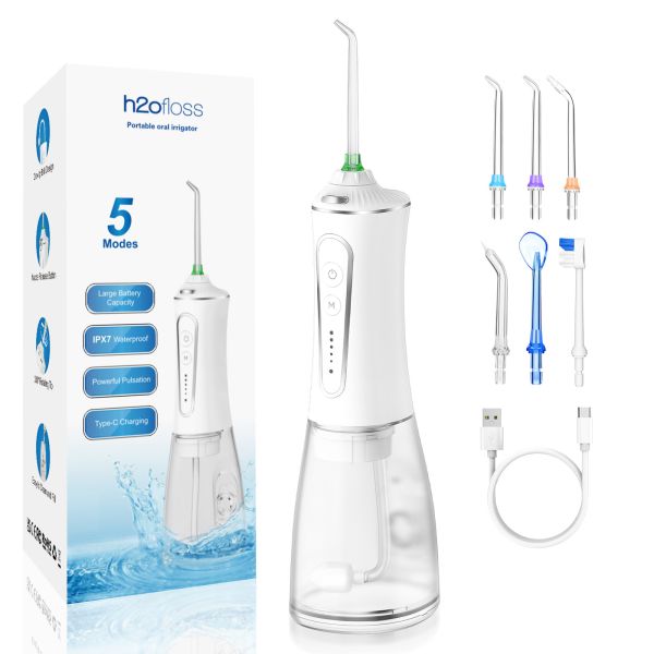 Home Travel Portable Electric Dental Flosser 5 Modes With Replaceable Brush Head