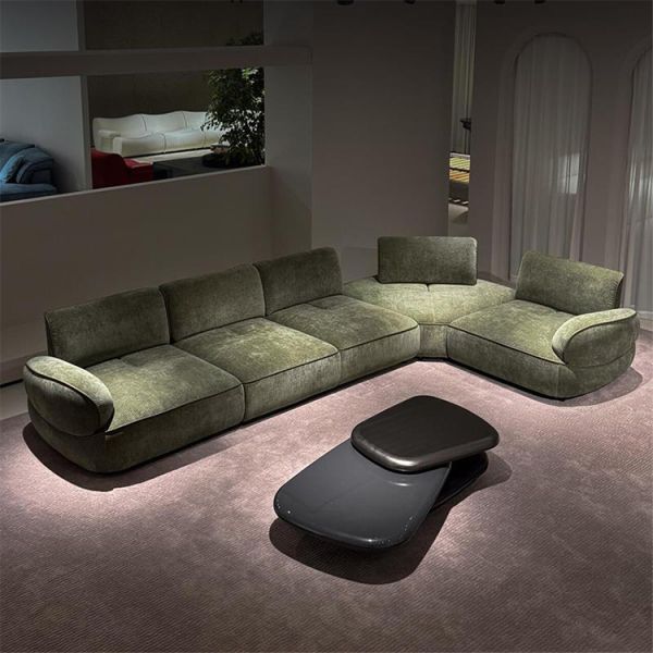 Italian Designer Cream Style Sectional Sofa Customizable Minimalist Living Room Set with Movable Backrest for Apartment Villa
