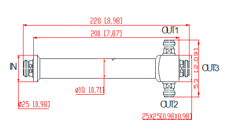 N женский трехсторонний коакс DAS Splitter Signal Divider Mini Design