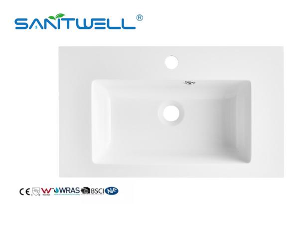 SW600MM Sanitary Ware Hot Sale Stone Resin Basins Eco-Friendly Solid Surface Matt White Rectangle Shape Cabinet Basins
