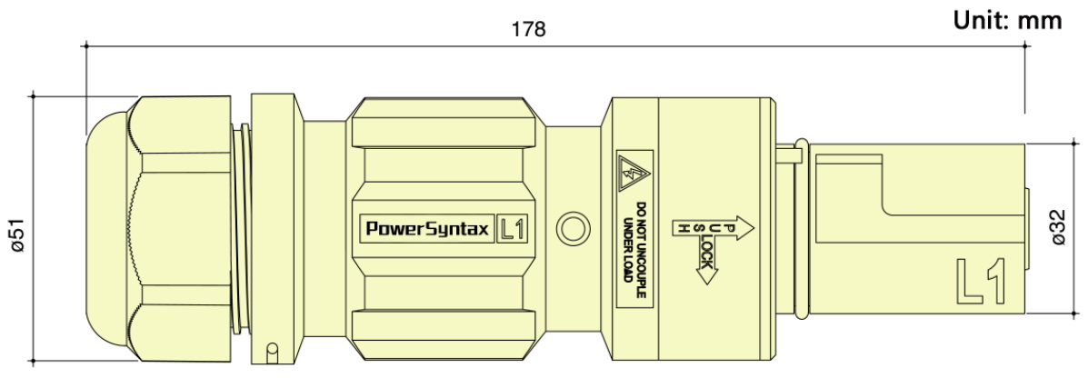 Женщина 5 разъемов питания X 400A IP67 сильнотоковая затыкает линию серию PowerSyntax полного набора LDF стока