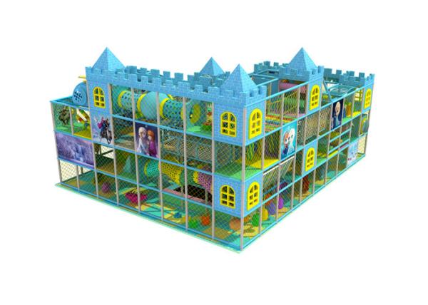 Frozen Theme Blue Kids Indoor Playground Equipment With Wave Slide KP150520