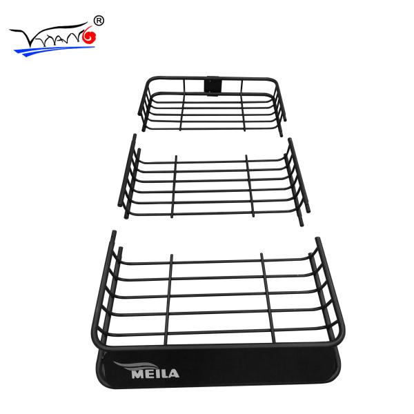 Black E007 Car Roof Rack Basket Split Type Steel Material For Universal