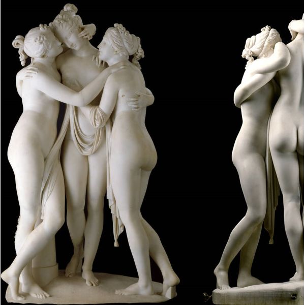 Stone hand carved statue Three graces lady marble sculpture for art gallery,stone carving supplier