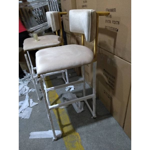 Modern brushed brass gold stainless steel frame bar stool high counter bar chair