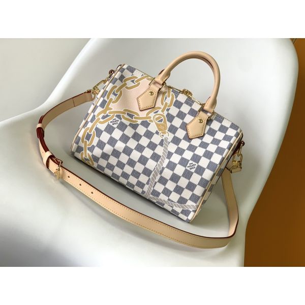 Покрытый холст скоростной Louis Vuitton Damier Azur 25 M46390