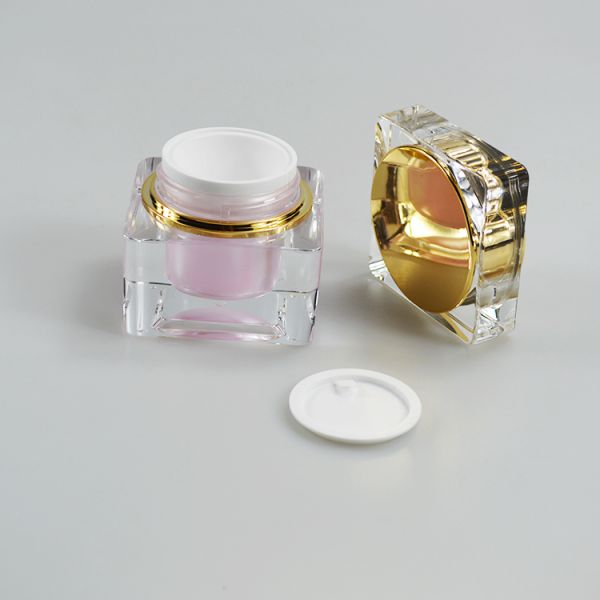 30г квадратный контейнер розовая акриловая кружка крема Пластиковая кружка для роскошных продуктов по уходу за кожей