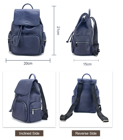 Embroidery Genuine Leather Handbags , 10 - 15L Cute Backpack Purse For Students