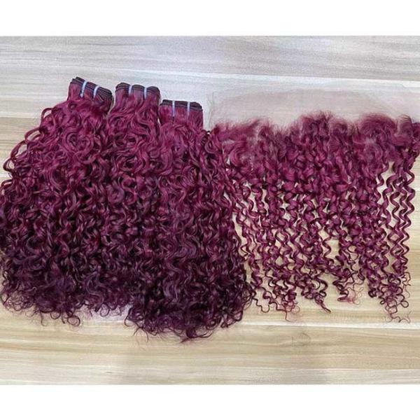 Bourgogne Brasileira Virgem Cútica Alinhada Pissy Curls Extensão de Cabelo, Super Duplo Desenhado Pixie Curl Human Hair Bundle