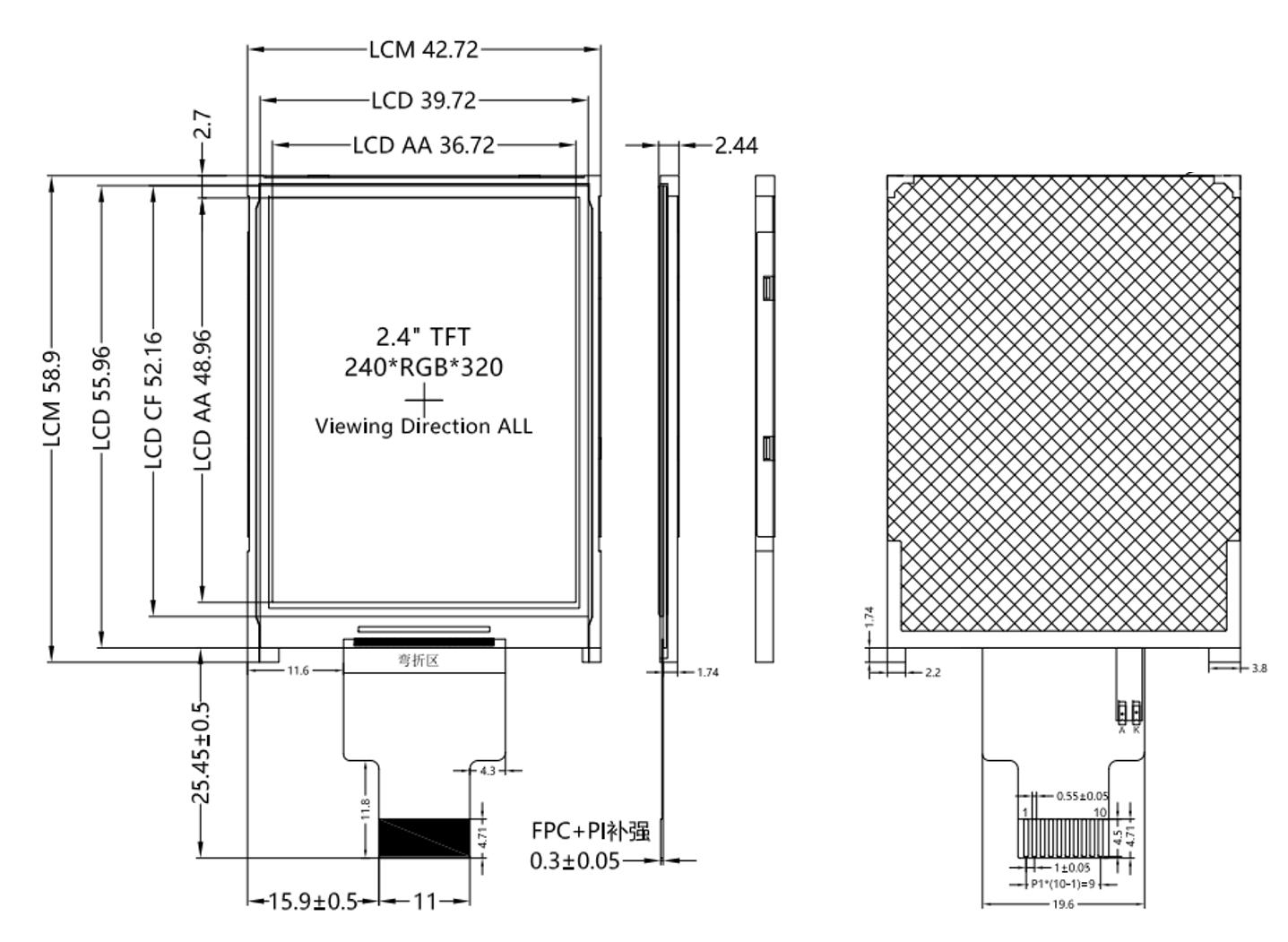 Гарантия низкой цены 2,4-дюймовый IPS TFT LCD SPI интерфейс 10 пин