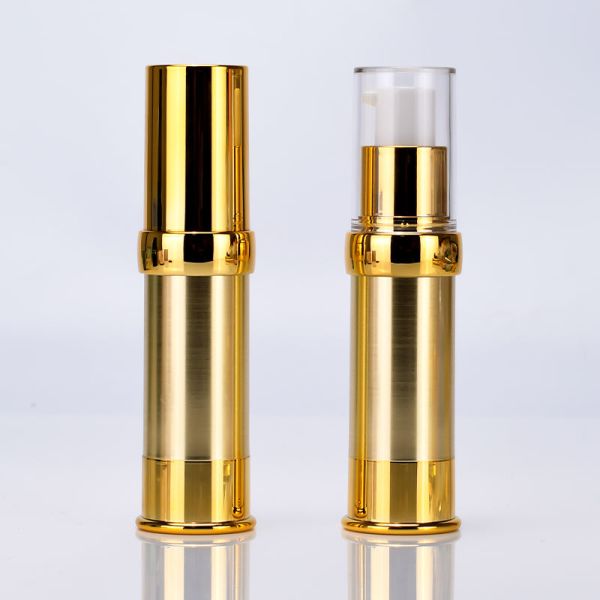 Gold Clear Pump Bottle Lightweight Luxury Cosmetic Packaging For Lotion 10ml - 30ml