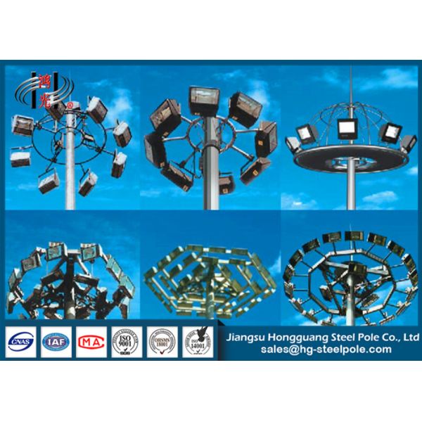 Height 15 m THK 5 mm Q345 Polygonal Powder Coated Parking Lot Light Poles For Commercial Area