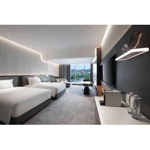 Luxury Hotel Bedroom E1 Grade Plywood Dyed Veneer Furniture Natural Marble Table Top Large Suites