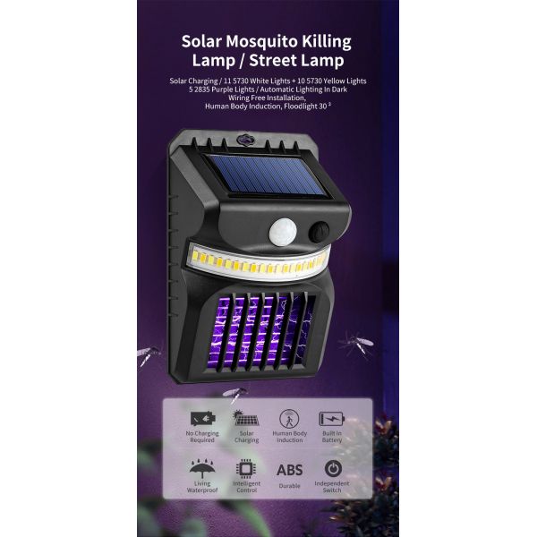 LED Solar Garden Wall Light 1000lm IP65 Waterproof PIR Motion Sensor Security Light