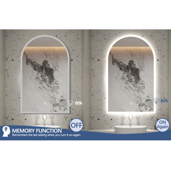 Shatterproof Arch Bathroom Mirror 20*31 Inch Beauty Salon Mirror With Lights