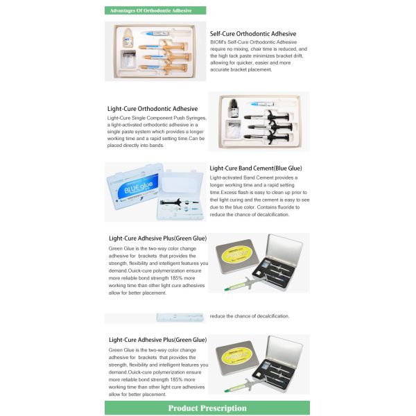 Dental Bonding Orthodontic Adhesives Light Cure BIOM Hot Color Change Green Glue