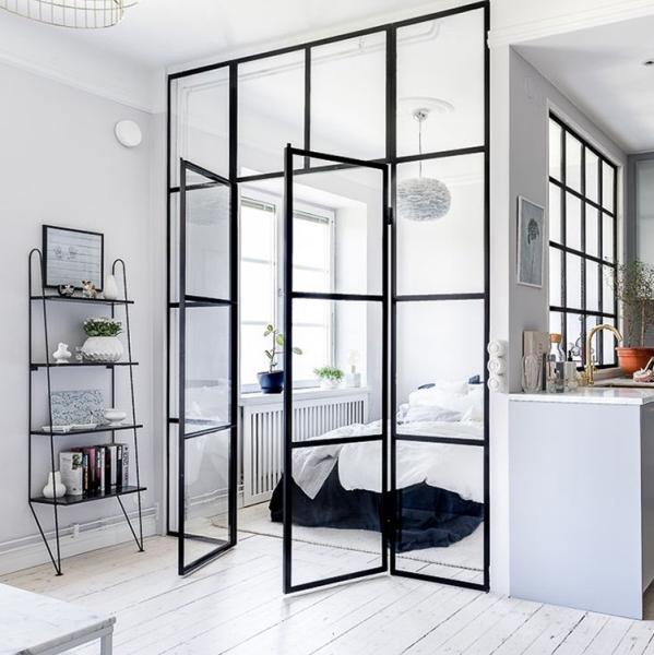 Puertas de acristalamiento laminado de aluminio de doble hoja