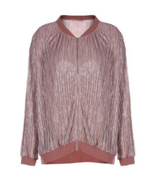 V Neck Fashion Ladies Blouse Shiny Pleated Blouse With Front Zipper Size XS - XXL