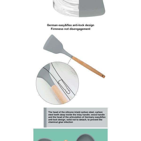 не шпатель силикона ручки 13Pcs установил с деревянной ручкой