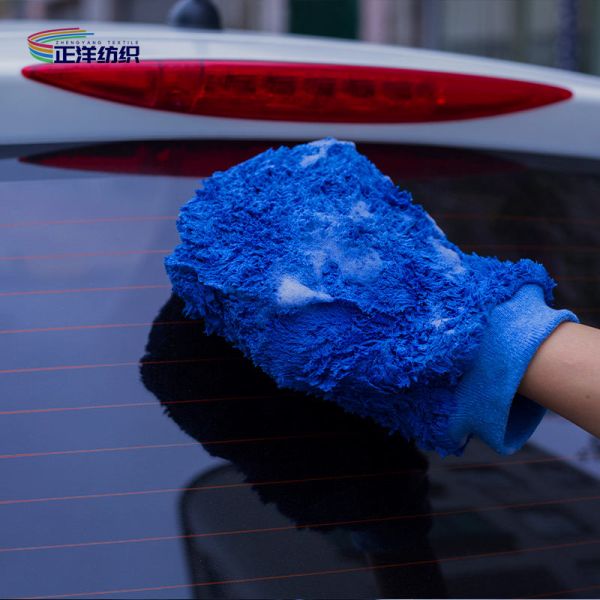28x18cm 86g Blue Fleece Super Water Absorbent Car Cleaning Microfiber Gloves
