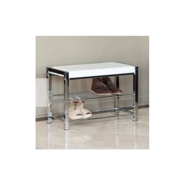 Rectangle Style Shoe Rack Bench with European Design and Chrome Finish Iron Structure