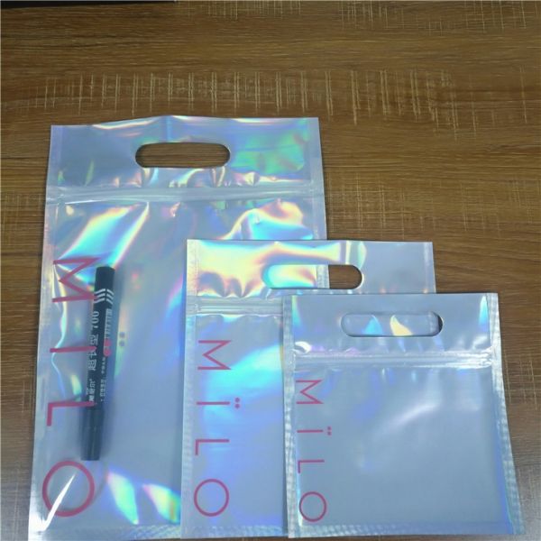 Custom printed colorful zip lock clear plastic bags for cosmetic makeup brush packaging