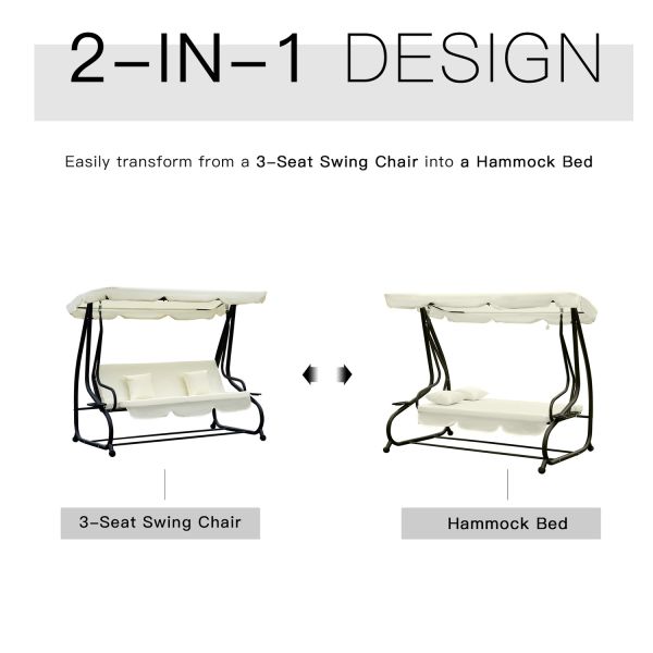 Garden Swing Hanging Chair with Powder-coated Finish and Spring Hook W120xL200xH164cm