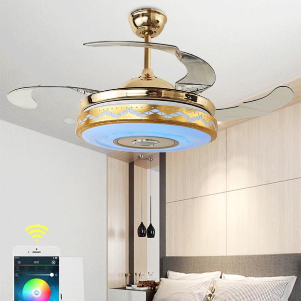 Ventilador de techo decorativo para sala de estar con aspas invisibles de fábrica, ventilador de techo moderno y cerrado con luz
