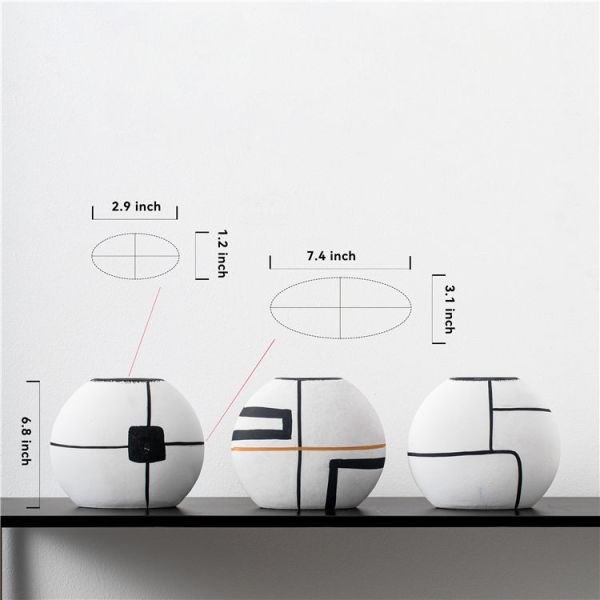 Modern Custom Design Living Room Nordic Round Vase Ornaments Home Decor Matte Ceramic Vases For Interior