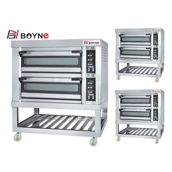 Commercial Stainless Steel Microcomputer Two Deck Four Trays 20-400°C Electrci Oven