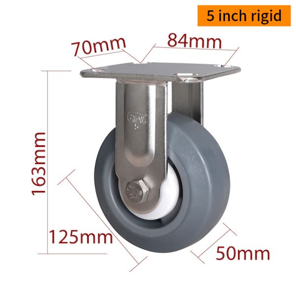 EDL 5 Inch Stainless Steel Heavy Duty Caster With Durable TPE Wheel Loading 300Kg S715P-55