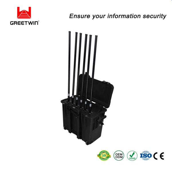 800m 500m 205W Cell Phone Signal Jammer 7 Bands 2.4G 5.8g Drone Signal Jammer
