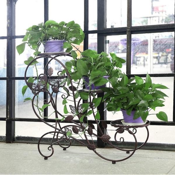 Multilayer Brown Painting 26cm Metal Planter Rack  Iron Flower Pot Holder