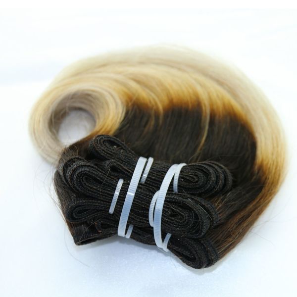 Fashion Style Brazilian Hair Ombre Gray Color Snail Curl Machine Hair Weft
