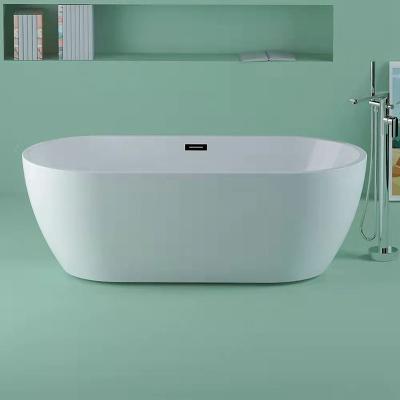 Durable Acrylic Free Standing Oval Bathtub With Center Drain Placement Soaking Bath
