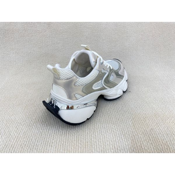 PU Outsole Women Gold Sneakers UK 2.5 - UK 7.5 Size White And Gold Sneakers