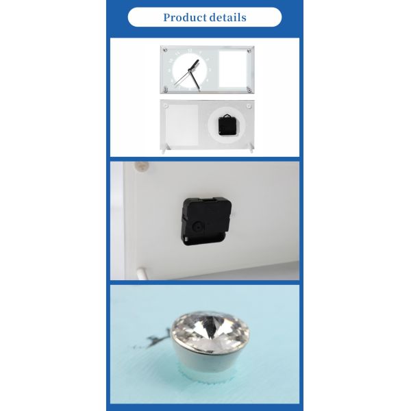 Wholesale Sublimation Blank Custom High Quality Coating Sublimation Glass Photo Frame Diy Besk Design with Clock Gifts