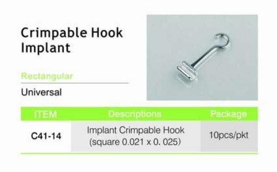 Class I Instrument Silver Orthodontic Accessories Crimpable Hook Implant